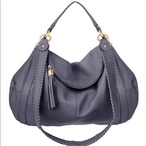 Onna Ehrlich Women's Gray Leather Tassel Hobo Bag
